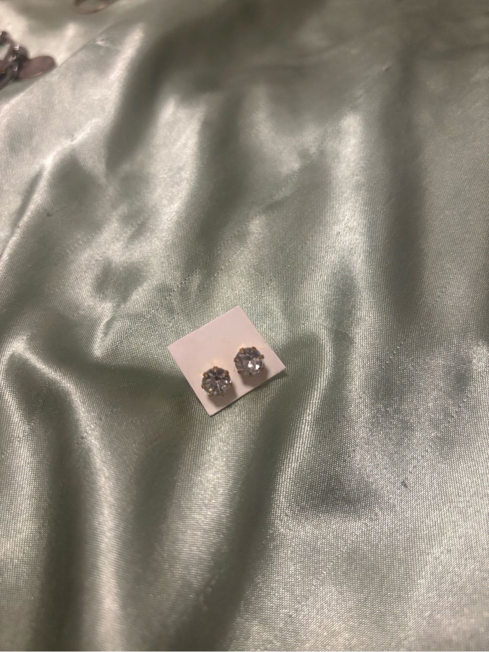 Crystal Stud Earrings - Clear Silver Tone